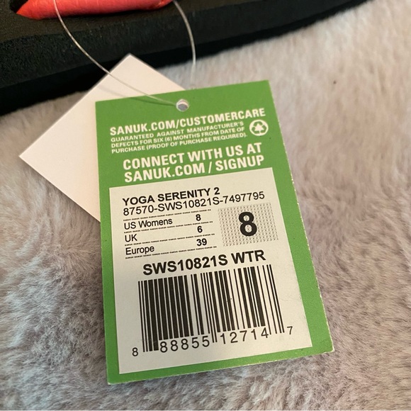 Sanuk Yoga Serenity 2 flip flop sandals in Watermelon (pink), women's 8, NWT - Picture 11 of 14